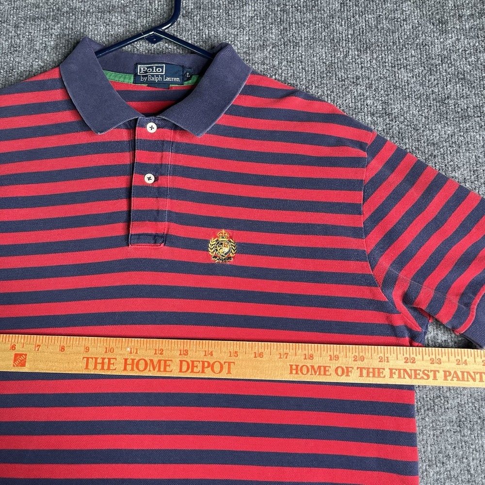 Vintage Polo Ralph Lauren Cookie Crest Polo Shirt Men's Large Rugby Striped Logo - Picture 5 of 7